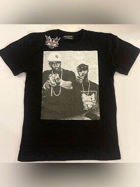 Reason Black Short Sleeve Tee with Monochrome Front Photo Print